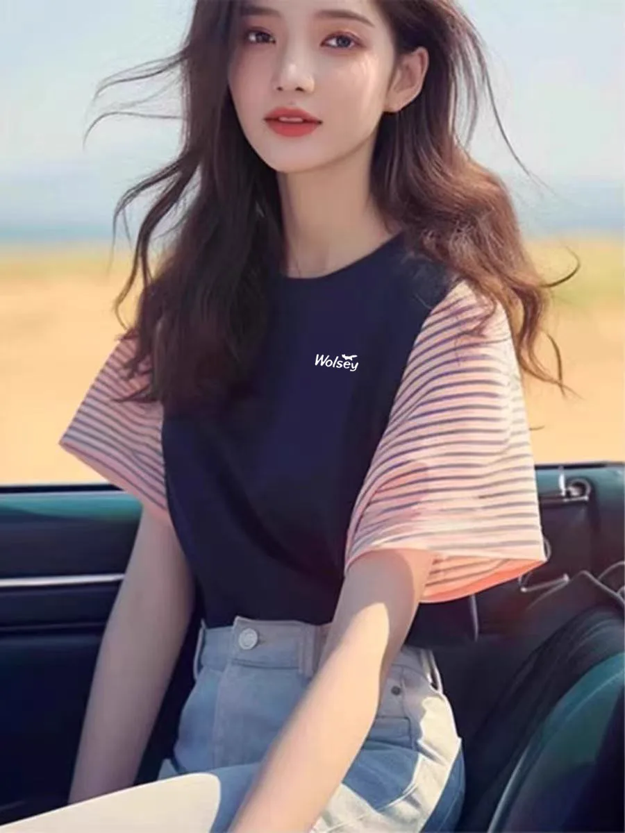New Women's Golf Top Spring/Summer Women's Round Neck Contrast Striped Short Sleeve T-shirt Top
New Women's Golf Top Spring/Summer Women's Round Neck Contrast Striped Short Sleeve T-shirt Top