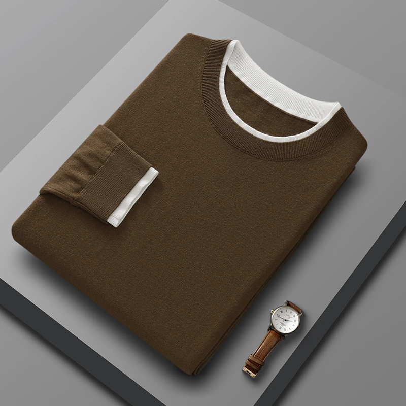 Autumn and Winter Men's Joker Contrast Worsted Wool Shirt Fake Two-Piece Turtleneck Knitted Sweater
Autumn and Winter Men's Joker Contrast Worsted Wool Shirt Fake Two-Piece Turtleneck Knitted Sweater