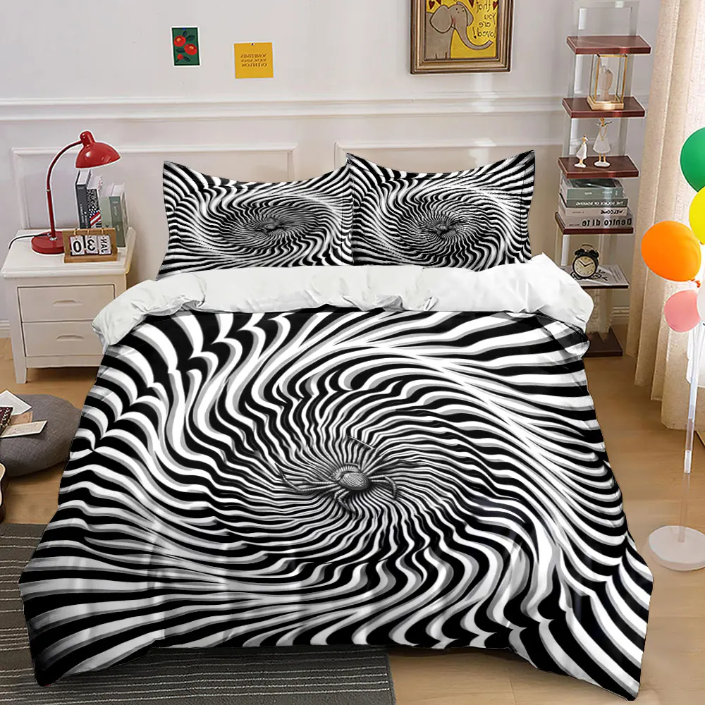Spider Illusion in Black and White Swirl Print Bedding Set 1 Duvet Cover 2 Pillowcases for Adult Children Luxury Gift Full Size
Spider Illusion in Black and White Swirl Print Bedding Set 1 Duvet Cover 2 Pillowcases for Adult Children Luxury Gift Full Size
