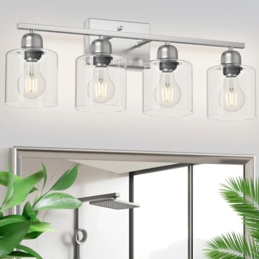 Modern Brushed 4 Light Bathroom Light Fixtures, 24 inch Vanity Lights for Bathroom with Clear Glass, Vanity Lights for Mirror K
Modern Brushed 4 Light Bathroom Light Fixtures, 24 inch Vanity Lights for Bathroom with Clear Glass, Vanity Lights for Mirror K