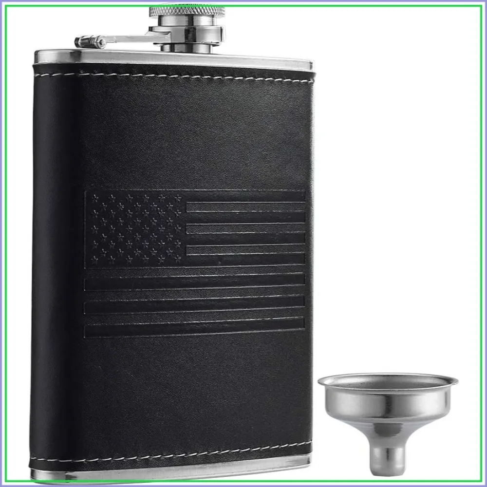 8oz Stainless Steel Flask with American Flag & Soft PU Leather Cover, Leak Proof, Includes Funnel
8oz Stainless Steel Flask with American Flag & Soft PU Leather Cover, Leak Proof, Includes Funnel