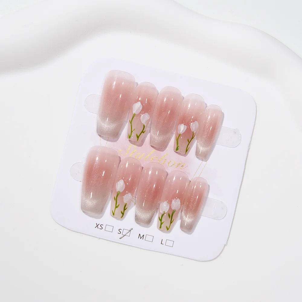 10pcs Handmade Press on Nails 3D Tulip Hand-Painted Blush Cat's Eye Coverage Nail Piece for Women&Girl Detachable Wearable Nail
10pcs Handmade Press on Nails 3D Tulip Hand-Painted Blush Cat's Eye Coverage Nail Piece for Women&Girl Detachable Wearable Nail