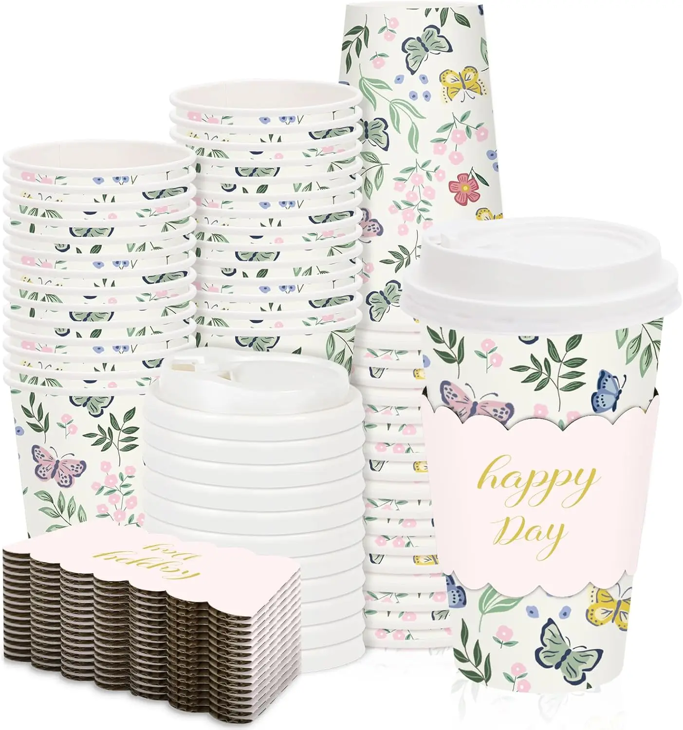 50 Set Spring Floral Butterfly Disposable Coffee Cups with Lids and Sleeves 16 Oz Colorful Happy Day To Go Paper Cups fo
50 Set Spring Floral Butterfly Disposable Coffee Cups with Lids and Sleeves 16 Oz Colorful Happy Day To Go Paper Cups fo
