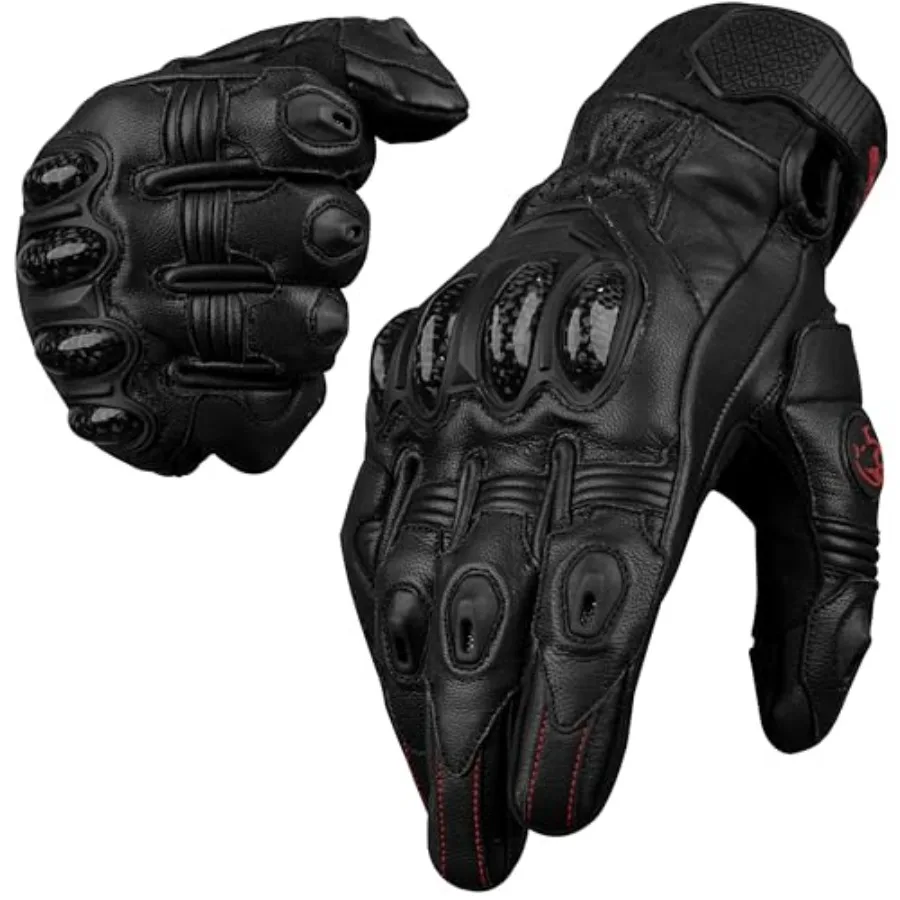 Leather Motorcycle Gloves for Men - Carbon Fiber Knuckle Protection, Motorbike Powersports, Dirt Bike, Touchscreen Compatible,
Leather Motorcycle Gloves for Men - Carbon Fiber Knuckle Protection, Motorbike Powersports, Dirt Bike, Touchscreen Compatible,