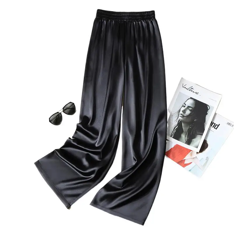 High Quality 2024 Solid Satin Women's Pants High Waist Loose Vintage Long Pants Casual Wide-leg Pants Women Straight Trousers
High Quality 2024 Solid Satin Women's Pants High Waist Loose Vintage Long Pants Casual Wide-leg Pants Women Straight Trousers