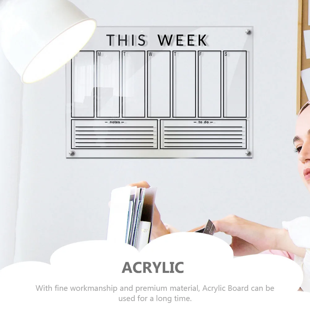 Acrylic Clear Memo Board 1Set Dry Erase Weekly Planner Hanging Display Office Accessories Home Decoration Weekly to Do List
Acrylic Clear Memo Board 1Set Dry Erase Weekly Planner Hanging Display Office Accessories Home Decoration Weekly to Do List