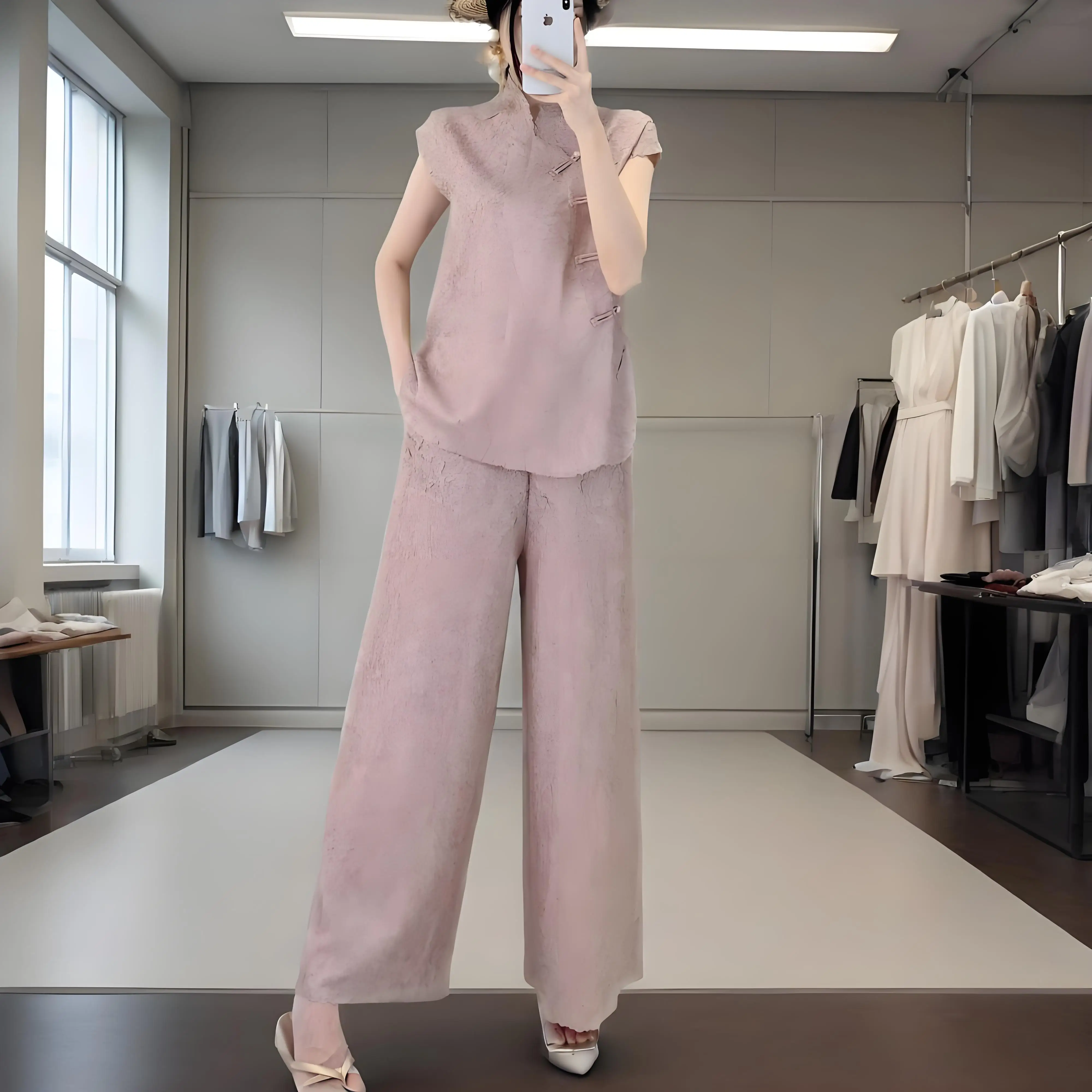 Miyake New Chinese Suit Women's Casual Temperament Elegant Women's Clothing Loose Light Buckle Retro Style Two-piece Set Summer
Miyake New Chinese Suit Women's Casual Temperament Elegant Women's Clothing Loose Light Buckle Retro Style Two-piece Set Summer