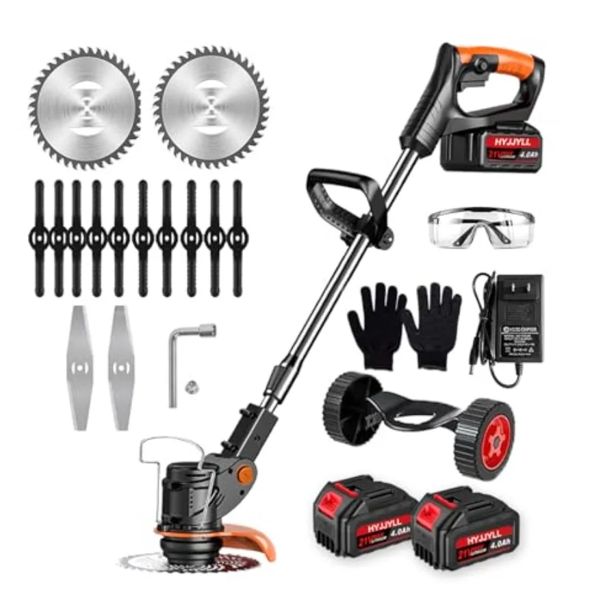 Electric Weed Wacker 21V Cordless Stringless Grass Trimmer with 3 Blades and 2×4.0Ah Batteries Adjustable Cutting Angle and Hei
Electric Weed Wacker 21V Cordless Stringless Grass Trimmer with 3 Blades and 2×4.0Ah Batteries Adjustable Cutting Angle and Hei