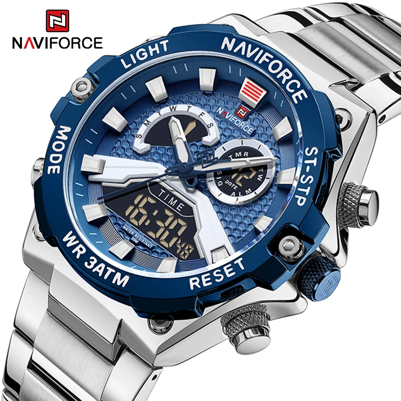 Часы наручные NAVIFORCE Мужские кварцевые, двойной дисплей, нержавеющая сталь, водонепроницаемость 30 м, деловые
Часы наручные NAVIFORCE Мужские кварцевые, двойной дисплей, нержавеющая сталь, водонепроницаемость 30 м, деловые