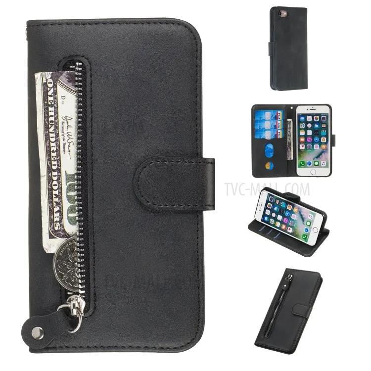 Zipper Pocket Wallet Stand Flip Leather Phone Case for iPhone SE (2020)/SE (2022)/8/7 4.7 inch - Black
Zipper Pocket Wallet Stand Flip Leather Phone Case for iPhone SE (2020)/SE (2022)/8/7 4.7 inch - Black