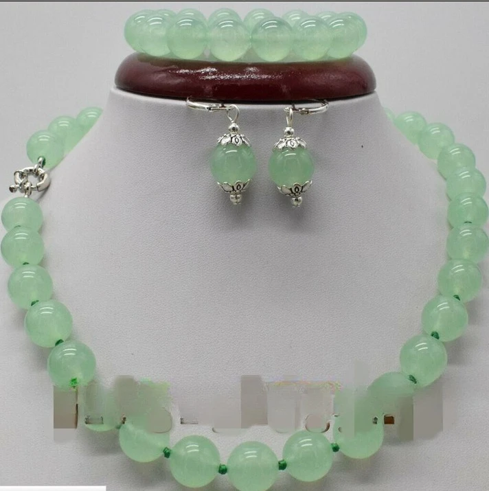 Fashion 12mm Light Green Gemstone Beads Necklace +Bracelet +Earrings
Fashion 12mm Light Green Gemstone Beads Necklace +Bracelet +Earrings