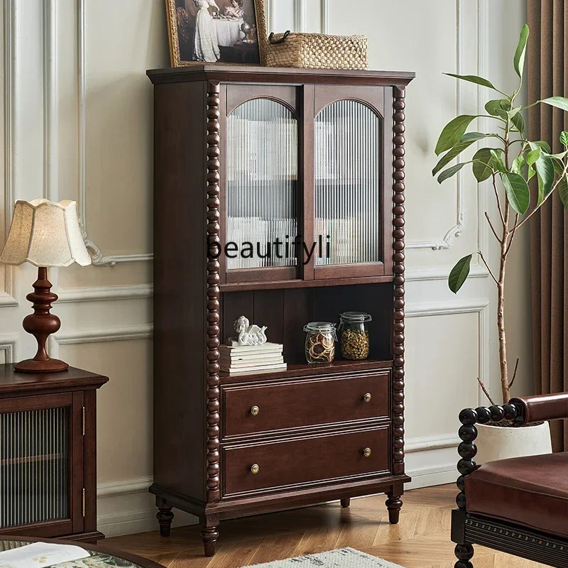 T American solid wood bookcase French retro style TV next to the living room wall cabinet
T American solid wood bookcase French retro style TV next to the living room wall cabinet