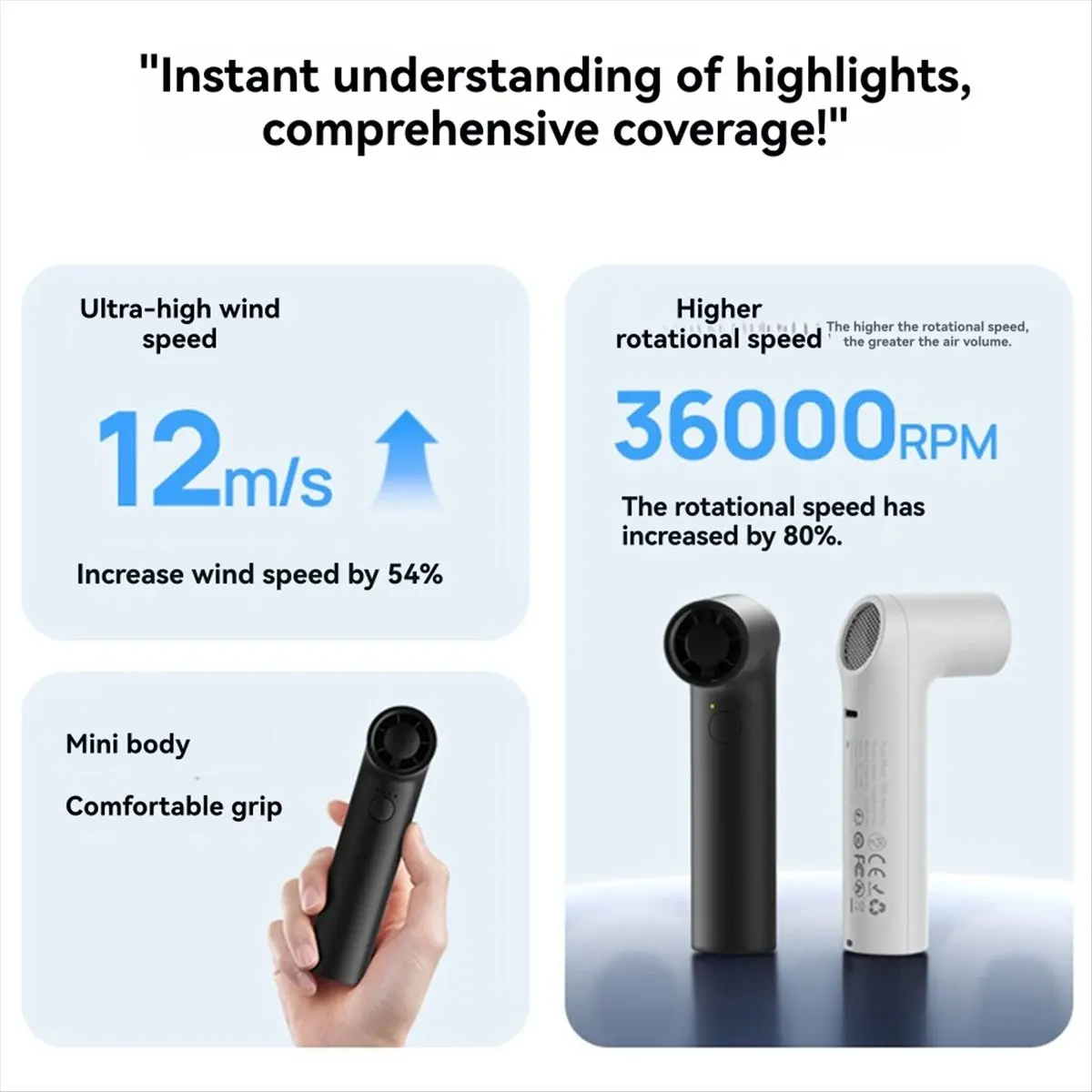 HGHO Portable Handheld Fan Strong Turbine Mini Fan 36000 Rpm High Speed Rechargeable Strong Wind Electric Handheld Fan Black
HGHO Portable Handheld Fan Strong Turbine Mini Fan 36000 Rpm High Speed Rechargeable Strong Wind Electric Handheld Fan Black