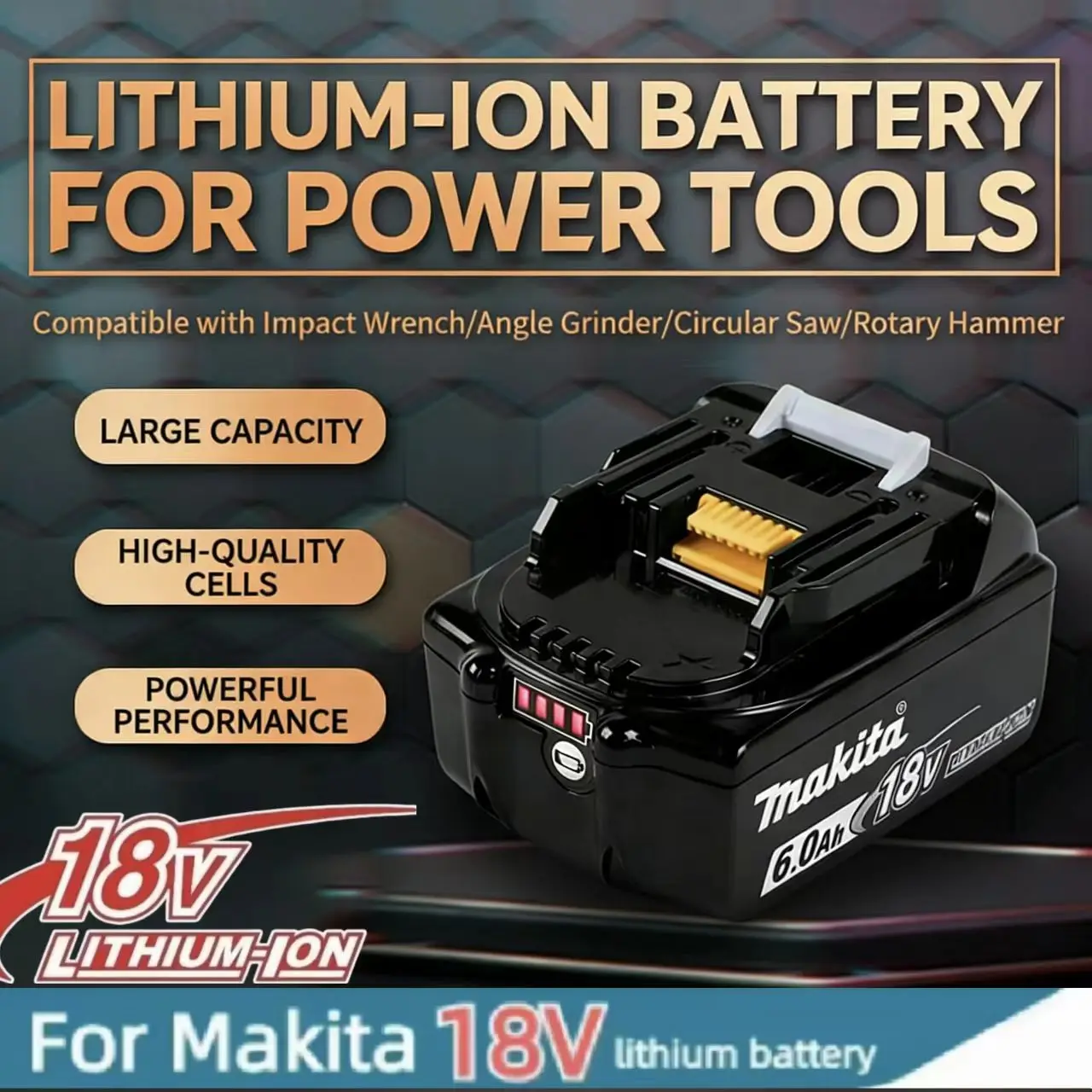 Genuine Makita 18V 6.0Ah Li-ion Battery LED Indicator For LXT BL1850 BL1860 BL1860B Power Tools Battery Charger
Genuine Makita 18V 6.0Ah Li-ion Battery LED Indicator For LXT BL1850 BL1860 BL1860B Power Tools Battery Charger