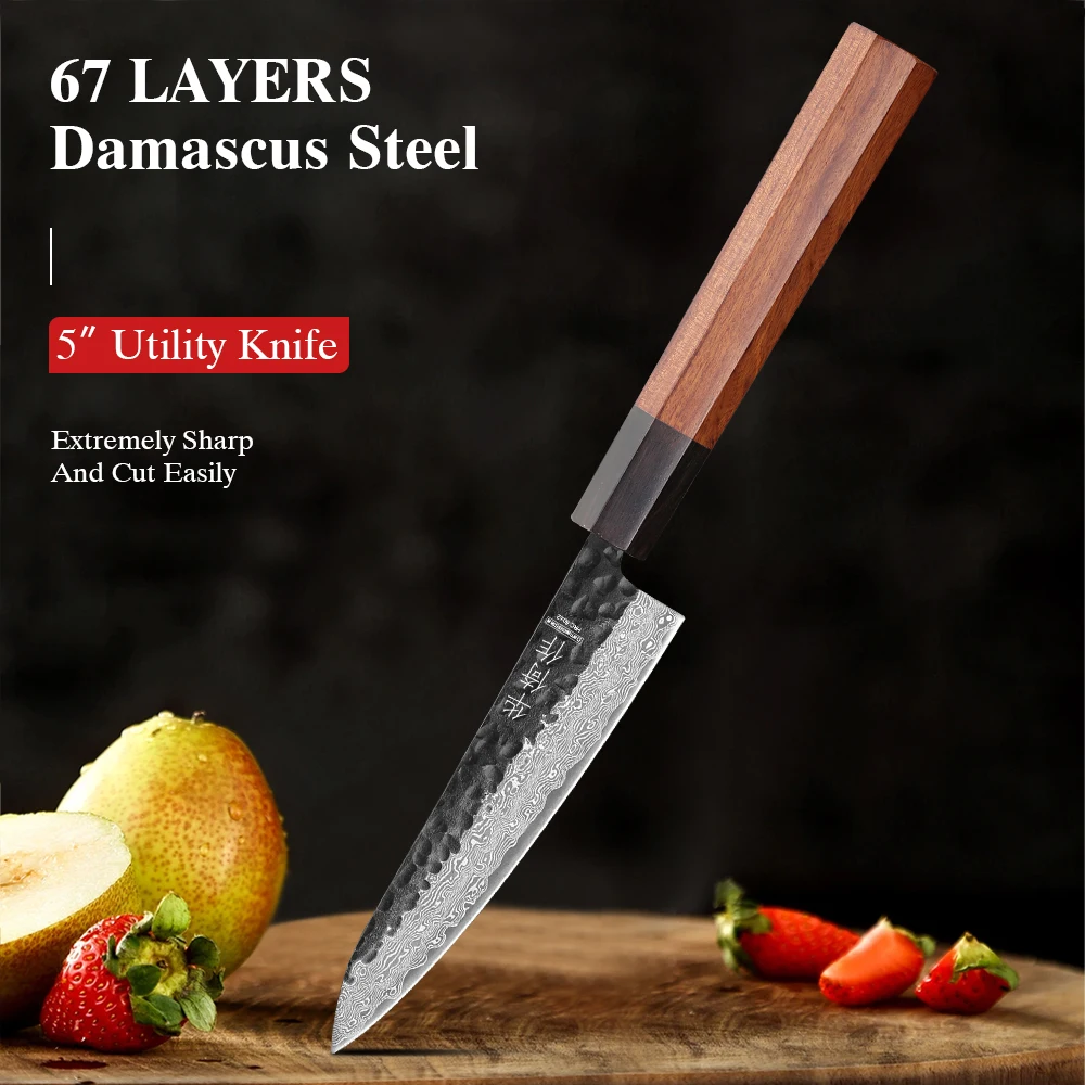 5" Kitchen Utility Knife Damascus Steel Professional Chef Knives Japanese Handmade Vegetable Fruit Peeler Universal Cook Tools
5" Kitchen Utility Knife Damascus Steel Professional Chef Knives Japanese Handmade Vegetable Fruit Peeler Universal Cook Tools