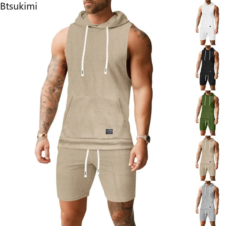 2025 Men's Casual 2 Piece Set Fashion Jacquard Knitted T-shirt Hooded Sleeveless Vest Elastic Waist Shorts Jogging Fitness Suit
2025 Men's Casual 2 Piece Set Fashion Jacquard Knitted T-shirt Hooded Sleeveless Vest Elastic Waist Shorts Jogging Fitness Suit