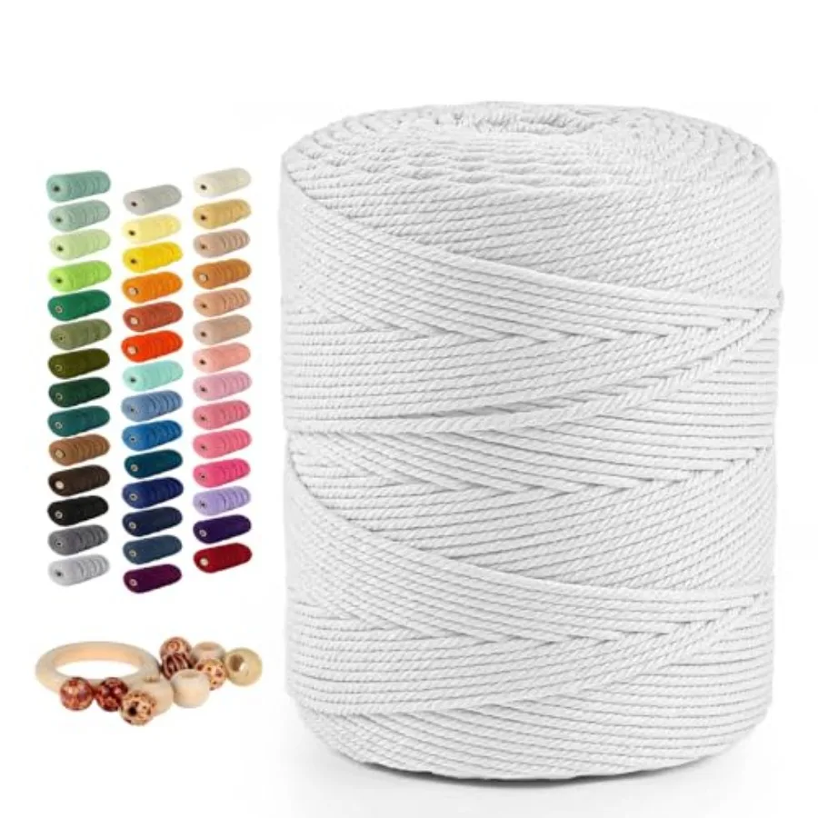 Macrame Cotton Cord 4mmx547 Yard 4 Strand Natural Handmade 4 Twisted Cotton Rope for Wall Hanging Weaving Tapestry DIY Craft Kn
Macrame Cotton Cord 4mmx547 Yard 4 Strand Natural Handmade 4 Twisted Cotton Rope for Wall Hanging Weaving Tapestry DIY Craft Kn