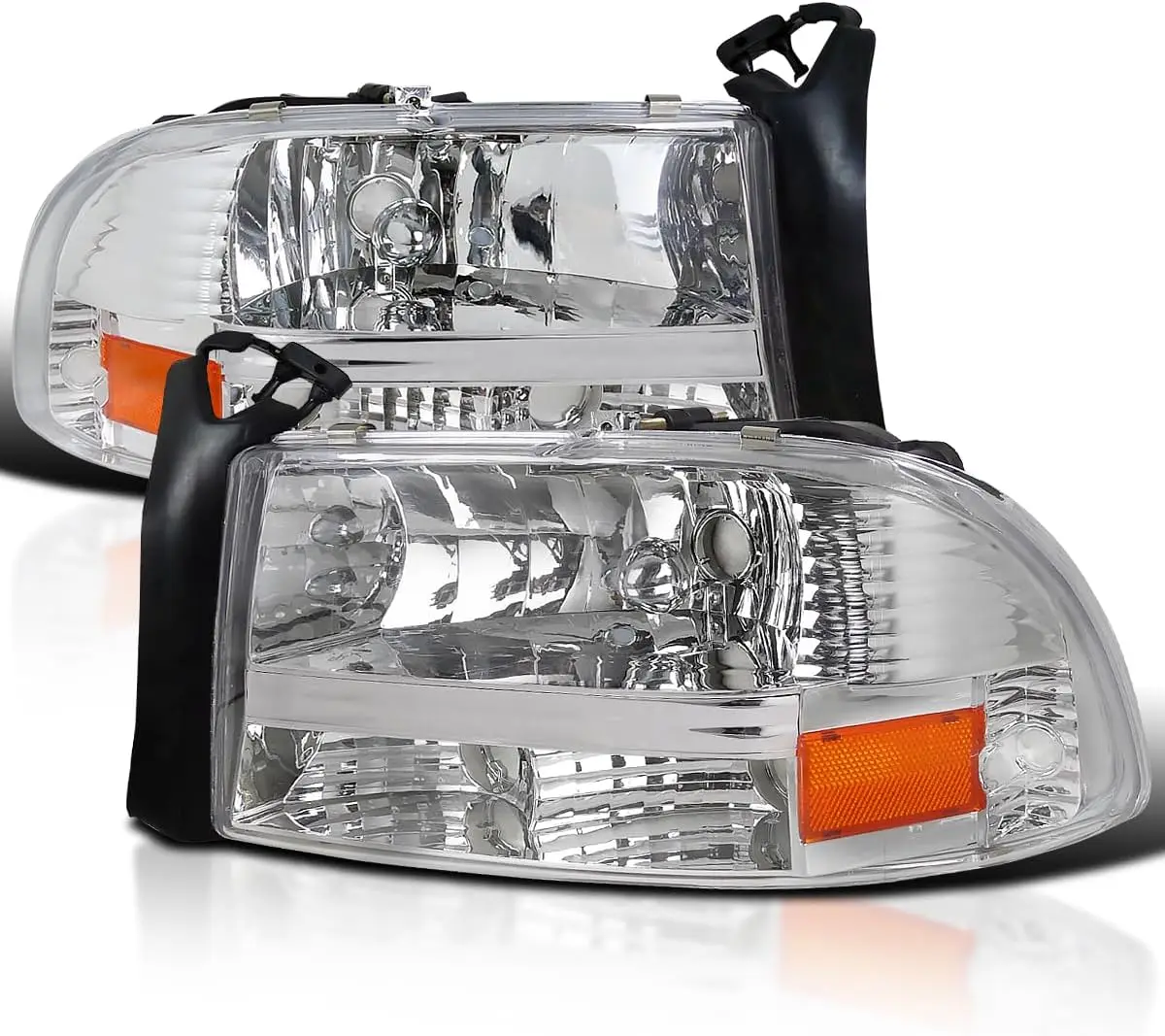 Chrome Housing Clear Lens Headlights Compatible with 1997-2004 Dodge Dakota, 1998-2003 Dodge Durango, L+R Pair 1PC Style Head Li
Chrome Housing Clear Lens Headlights Compatible with 1997-2004 Dodge Dakota, 1998-2003 Dodge Durango, L+R Pair 1PC Style Head Li