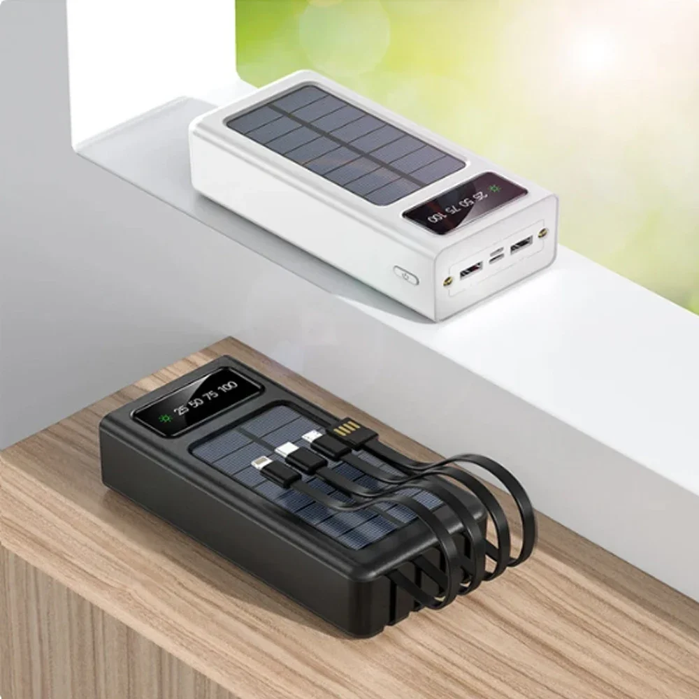20000mAh Solar Power Bank with 4 Cables Portable Charger LED Digital Display Powerbank External Battery Pack Poverbank for Phone
20000mAh Solar Power Bank with 4 Cables Portable Charger LED Digital Display Powerbank External Battery Pack Poverbank for Phone