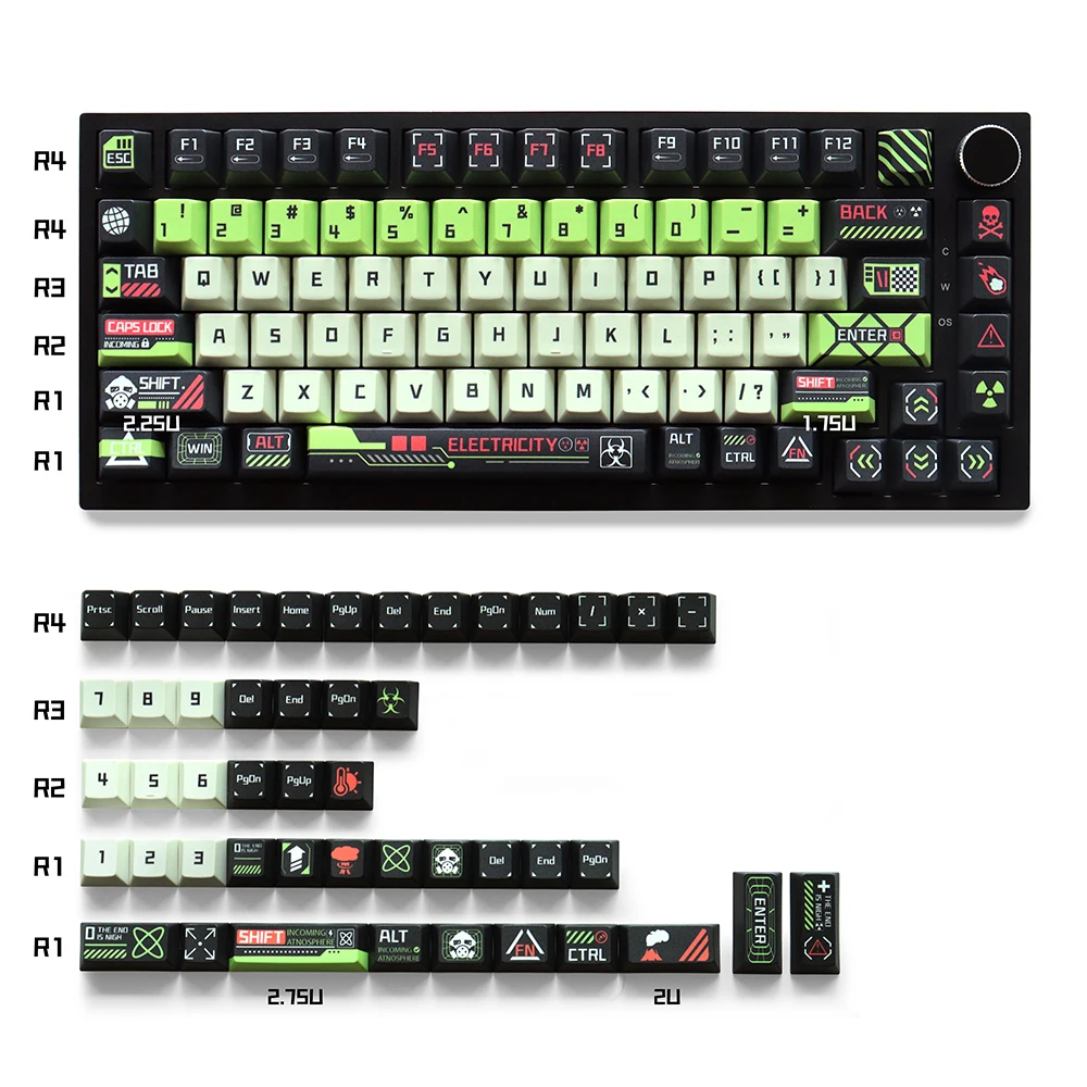 Doomsday Theme Cherry Profile Keycaps PBT 129 Keys Dye-Sublimation Keycaps for 61/64/68/104/108 Mx Switch Mechanical Keyboard
Doomsday Theme Cherry Profile Keycaps PBT 129 Keys Dye-Sublimation Keycaps for 61/64/68/104/108 Mx Switch Mechanical Keyboard