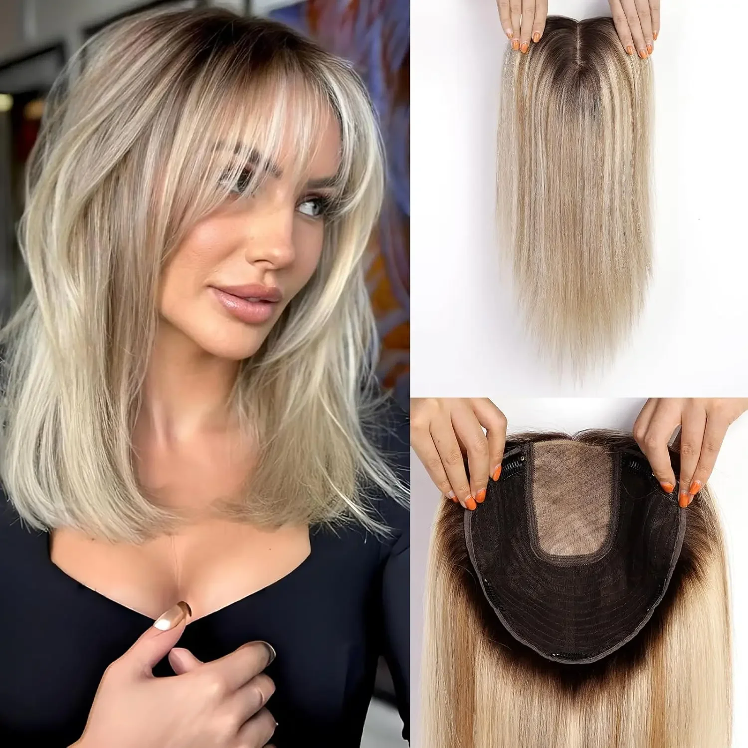 9x9inch Large Base Hair Pieces Brown Highlights Human Hair Toppers 16 inch Toppers for Women with Multiple Non-slip Clips
9x9inch Large Base Hair Pieces Brown Highlights Human Hair Toppers 16 inch Toppers for Women with Multiple Non-slip Clips