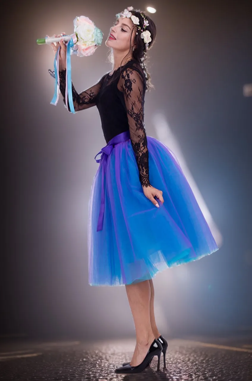 Free Size Half Body Skirts Two-color Stitching Multi-layer Tulle Tutu Skirt Elastic Waist Knee-Length Carnival Party Half Slip
Free Size Half Body Skirts Two-color Stitching Multi-layer Tulle Tutu Skirt Elastic Waist Knee-Length Carnival Party Half Slip