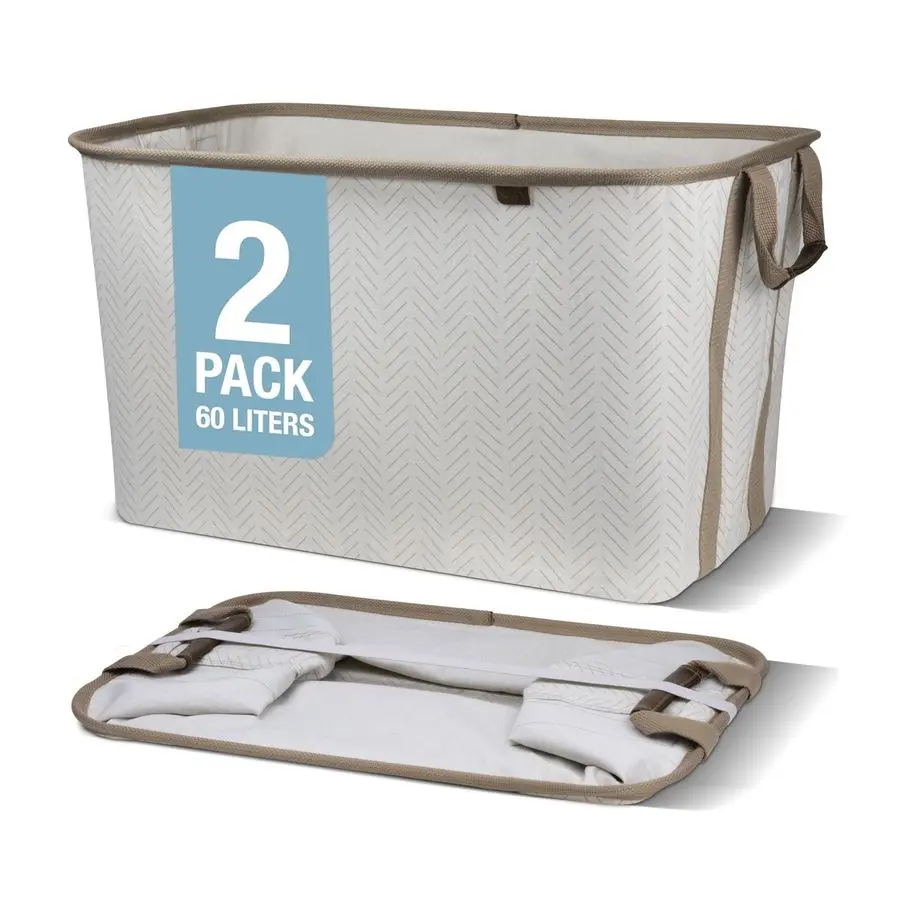 Collapsible Laundry Basket LUXE 2 Pack 60 L 16 Gal Foldable Cotton Blend Clothes Hamper with Vegan Leather Accents, Reinforced H
Collapsible Laundry Basket LUXE 2 Pack 60 L 16 Gal Foldable Cotton Blend Clothes Hamper with Vegan Leather Accents, Reinforced H