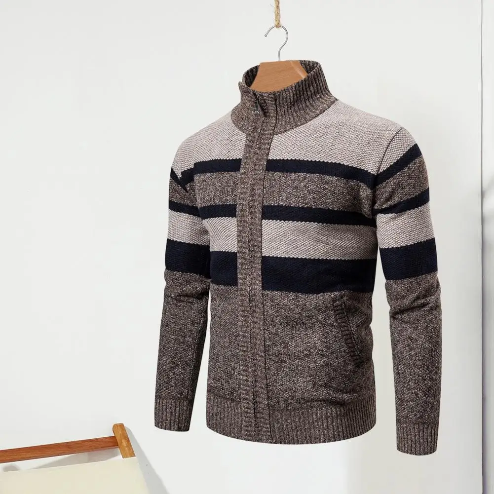 Men Knit Coat Fashionable Men's Striped Knitted Coat Warm Slim Fit Sweater with Stand Collar Zip Closure for Outdoor Sports Men
Men Knit Coat Fashionable Men's Striped Knitted Coat Warm Slim Fit Sweater with Stand Collar Zip Closure for Outdoor Sports Men