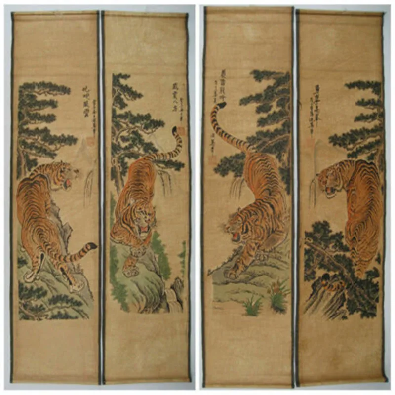 Ancient Hanging Painting Scroll" Tiger " Nice Screen of 4Pcs Paintings & Scrolls
Ancient Hanging Painting Scroll" Tiger " Nice Screen of 4Pcs Paintings & Scrolls