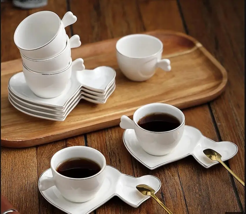 65ml Espresso Coffee Cup Ceramic and Set Heart-shaped Saucer Office Small Tea Couple Mug
65ml Espresso Coffee Cup Ceramic and Set Heart-shaped Saucer Office Small Tea Couple Mug