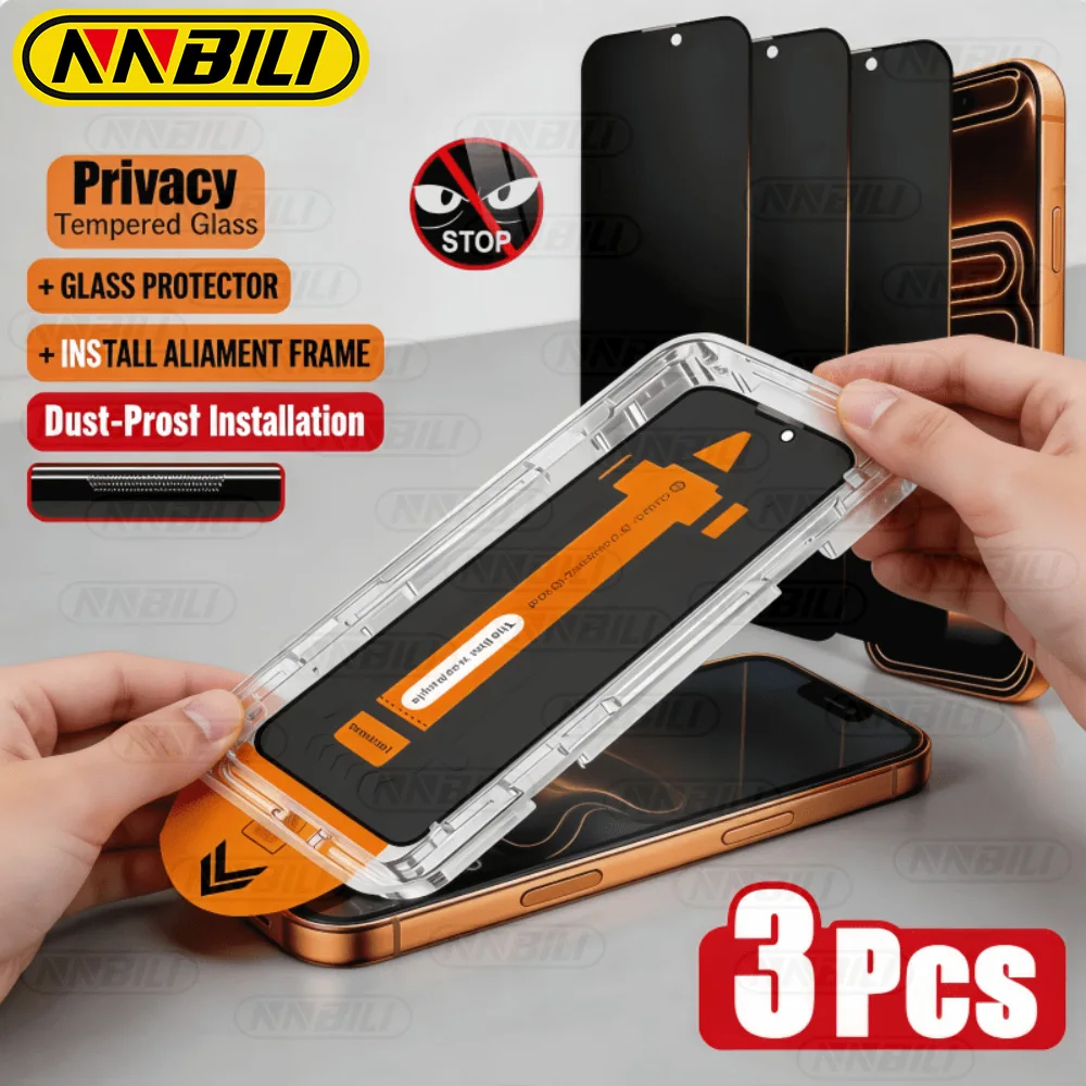NNBILI 3-Pack Privacy Tempered Glass Screen Protectors Designed for iPhone 17 16 15 14 13 12 11Pro Max 17e 16e Anti-Spy Design
NNBILI 3-Pack Privacy Tempered Glass Screen Protectors Designed for iPhone 17 16 15 14 13 12 11Pro Max 17e 16e Anti-Spy Design