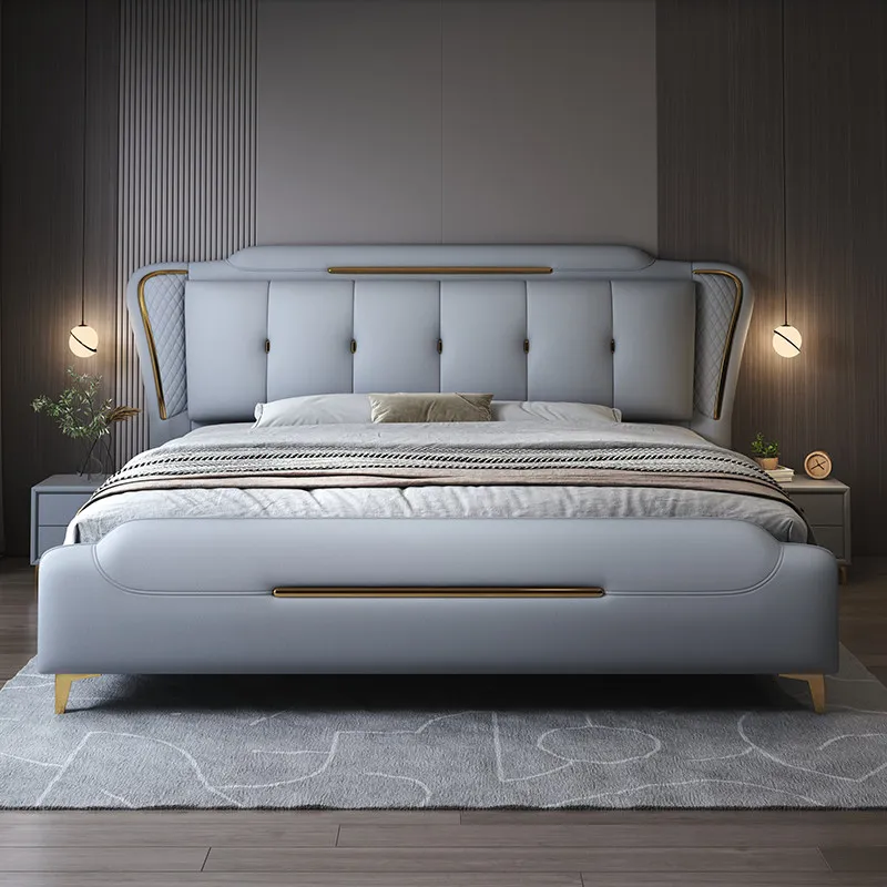 European Leather Massage Bed Luxury Modern Bedroom Queen Full Frame Double Design Bed Sleeping Safe Muebles Unique Furniture
European Leather Massage Bed Luxury Modern Bedroom Queen Full Frame Double Design Bed Sleeping Safe Muebles Unique Furniture