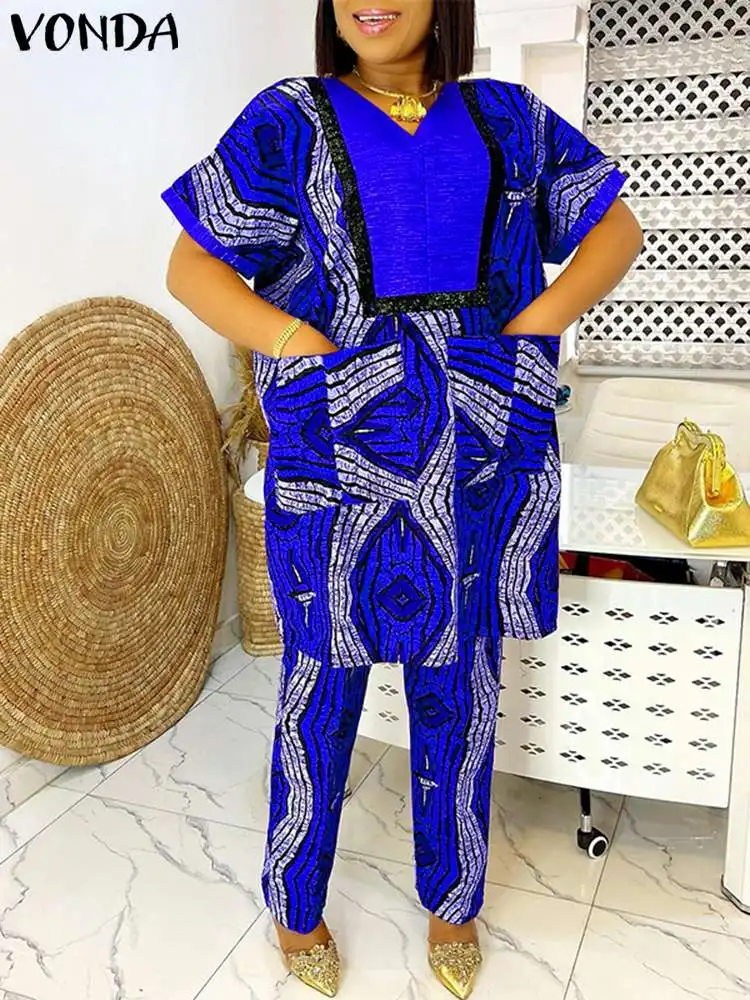 Plus Size 5XL Women Pants Sets Summer Printing Loungewear Sets VONDA 2024 Vintage Short Sleeve Tops Loose Pants Suits Two Piece
Plus Size 5XL Women Pants Sets Summer Printing Loungewear Sets VONDA 2024 Vintage Short Sleeve Tops Loose Pants Suits Two Piece