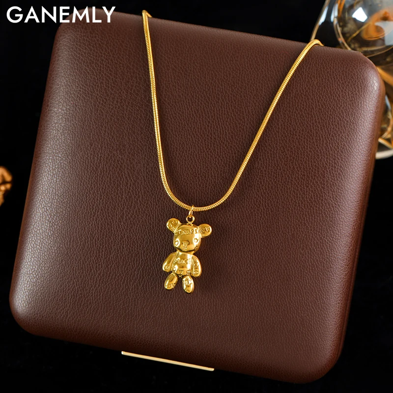 GANEMLY 316L Stainless Steel Letter Bear Pendant Necklace For Women Girl Fashion 18K Gold-Plated Neck Chain Jewelry Gift Collar
GANEMLY 316L Stainless Steel Letter Bear Pendant Necklace For Women Girl Fashion 18K Gold-Plated Neck Chain Jewelry Gift Collar