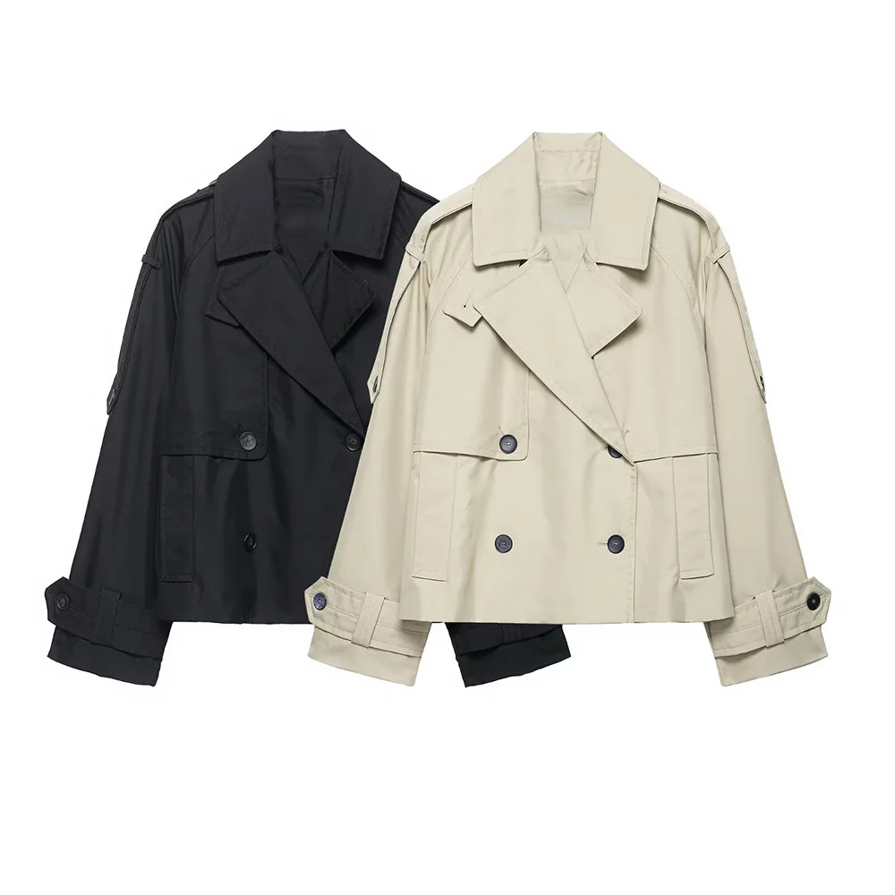 женский укороченный мотоциклетный плащ с лацканами, двубортная однотонная куртка с длинными рукавами, ранняя осень, новый женский топ
женский укороченный мотоциклетный плащ с лацканами, двубортная однотонная куртка с длинными рукавами, ранняя осень, новый женский топ