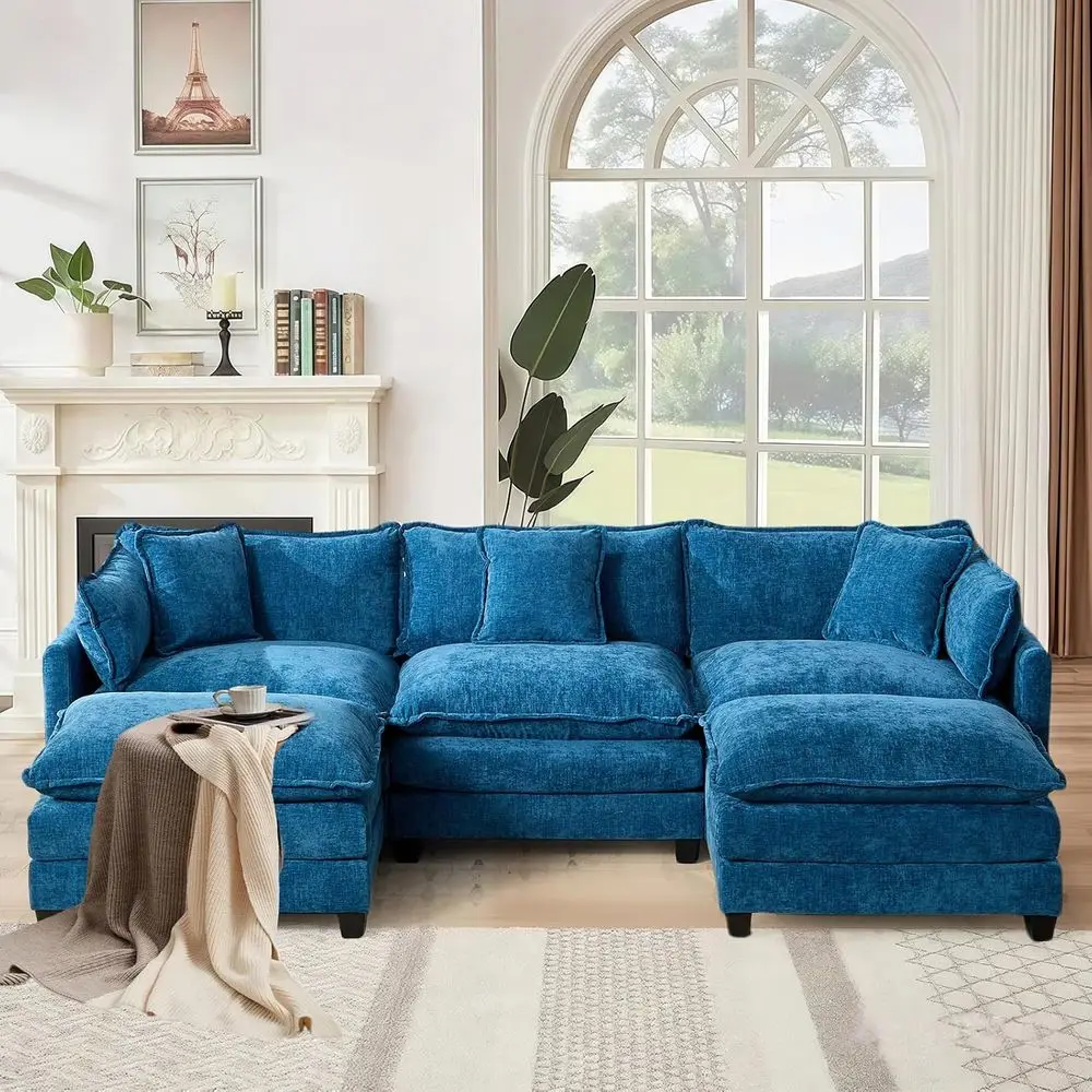 4 Seat Deep Blue Chenille Sectional Sofa with Ottoman for Comfortable Living Room
4 Seat Deep Blue Chenille Sectional Sofa with Ottoman for Comfortable Living Room