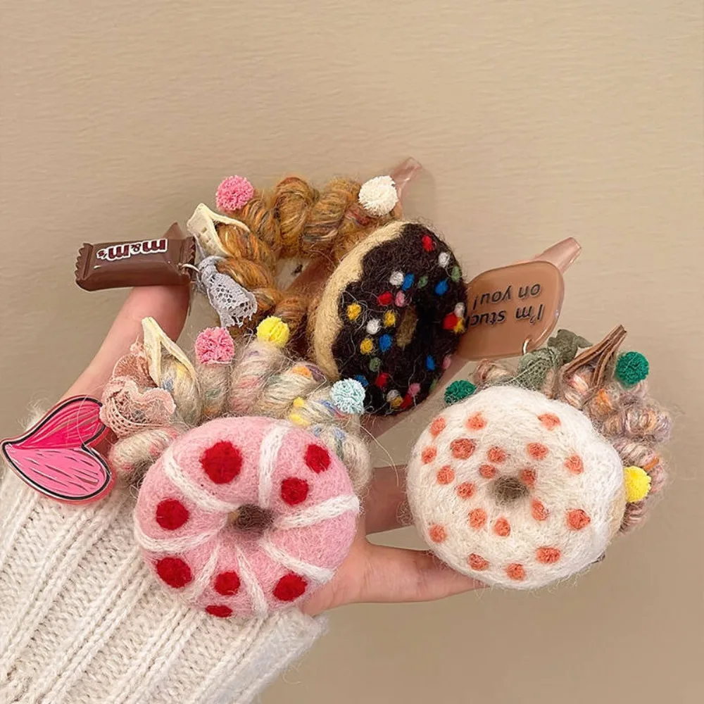 Wool Felt Telephone Line Hair Rope Straight Dotted Plush Donut Hair Ring Rubber Band Plastic Cookies Ponytail Holder Girl
Wool Felt Telephone Line Hair Rope Straight Dotted Plush Donut Hair Ring Rubber Band Plastic Cookies Ponytail Holder Girl
