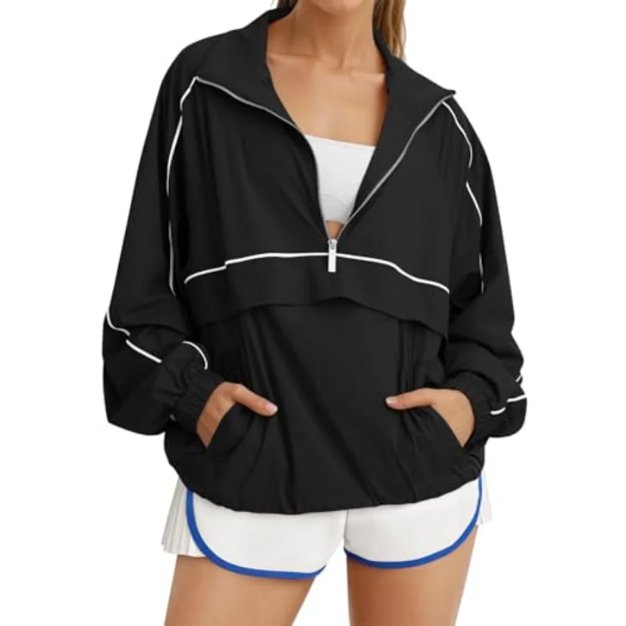Fisoew Quarter Zip Pullover Women UPF 50+ Lightweight Windbreaker Jacket Running Hiking Outdoor Pullover with Pocket
Fisoew Quarter Zip Pullover Women UPF 50+ Lightweight Windbreaker Jacket Running Hiking Outdoor Pullover with Pocket