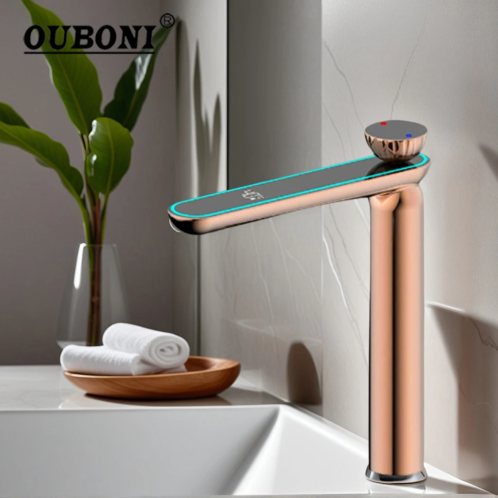 OUBONI Temperature Digital Display Sink Faucet Brass Washbasin Tap High End Cold Hot Dual Control Mixer Taps For Hotel Bathroom
OUBONI Temperature Digital Display Sink Faucet Brass Washbasin Tap High End Cold Hot Dual Control Mixer Taps For Hotel Bathroom