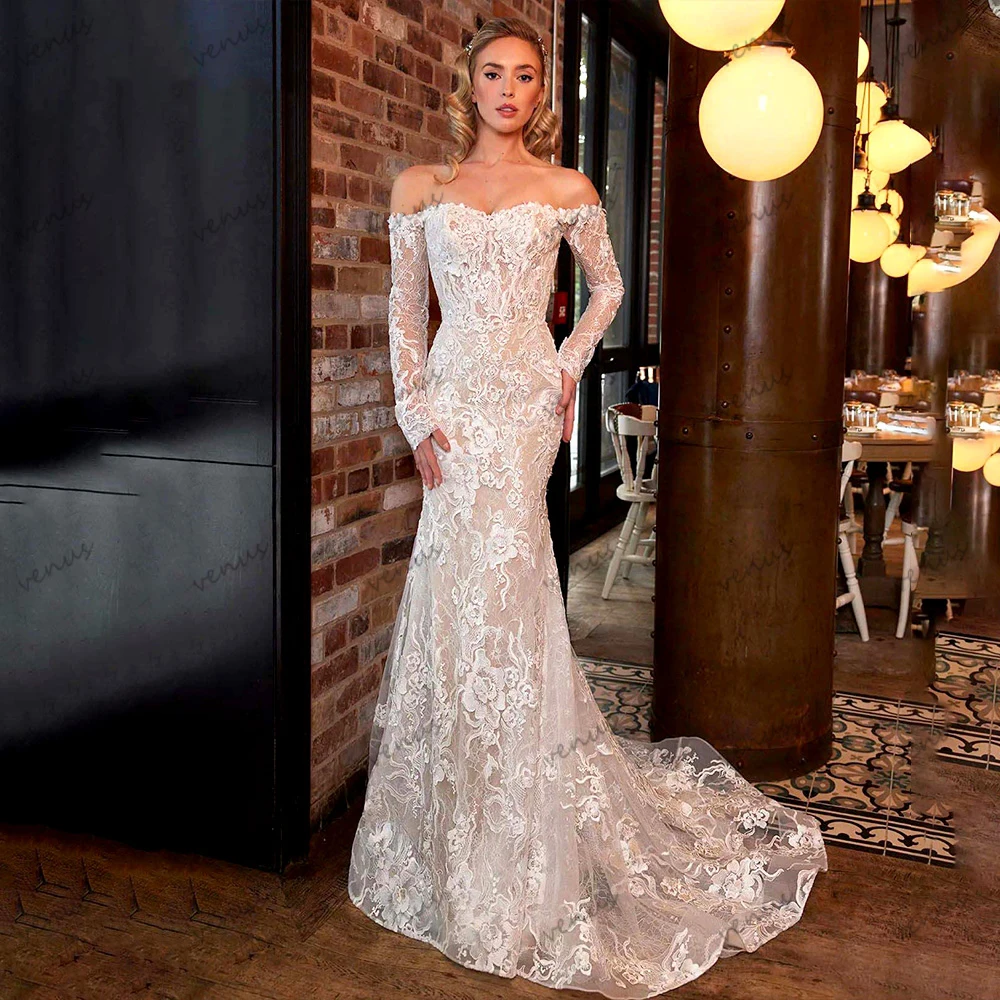 Gorgeous Wedding Dresses Boat Neck Off The Shoulder Bridal Gowns Lace Appliques Full Sleeves Robe Sheath Vestidos De Novia 2024
Gorgeous Wedding Dresses Boat Neck Off The Shoulder Bridal Gowns Lace Appliques Full Sleeves Robe Sheath Vestidos De Novia 2024