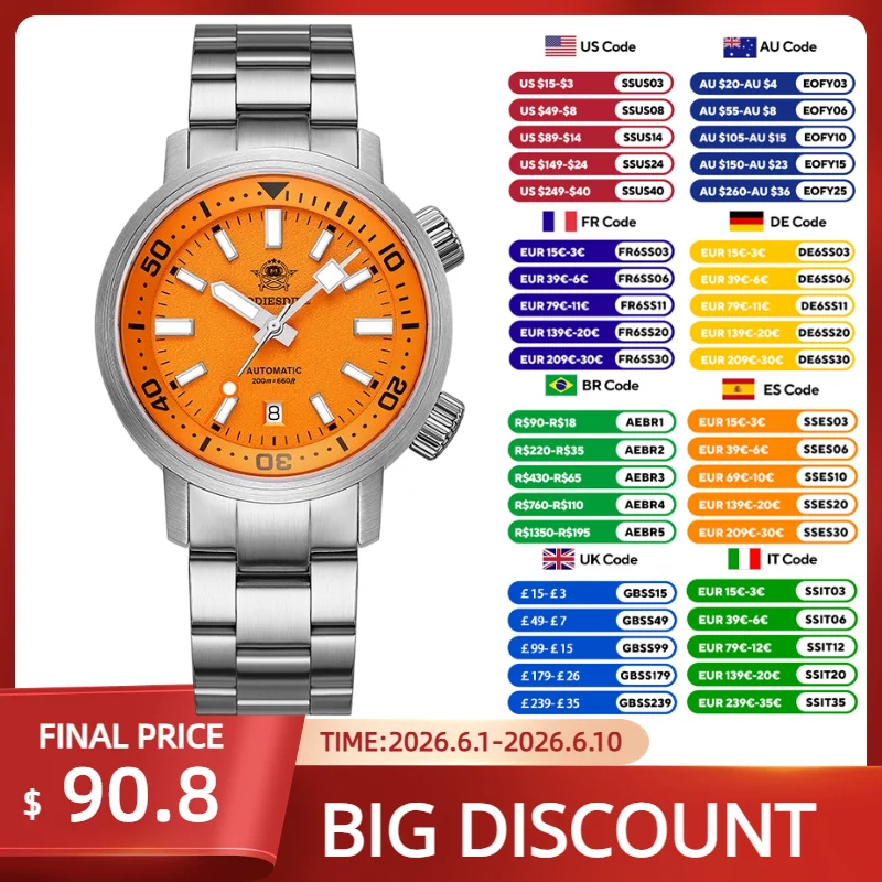ADDIESDIVE New Diving Automatic Watch 42mm Sapphire Glass Luminous Mechanical Wristwatch 200m Waterproof Stainless Steel Watches
ADDIESDIVE New Diving Automatic Watch 42mm Sapphire Glass Luminous Mechanical Wristwatch 200m Waterproof Stainless Steel Watches