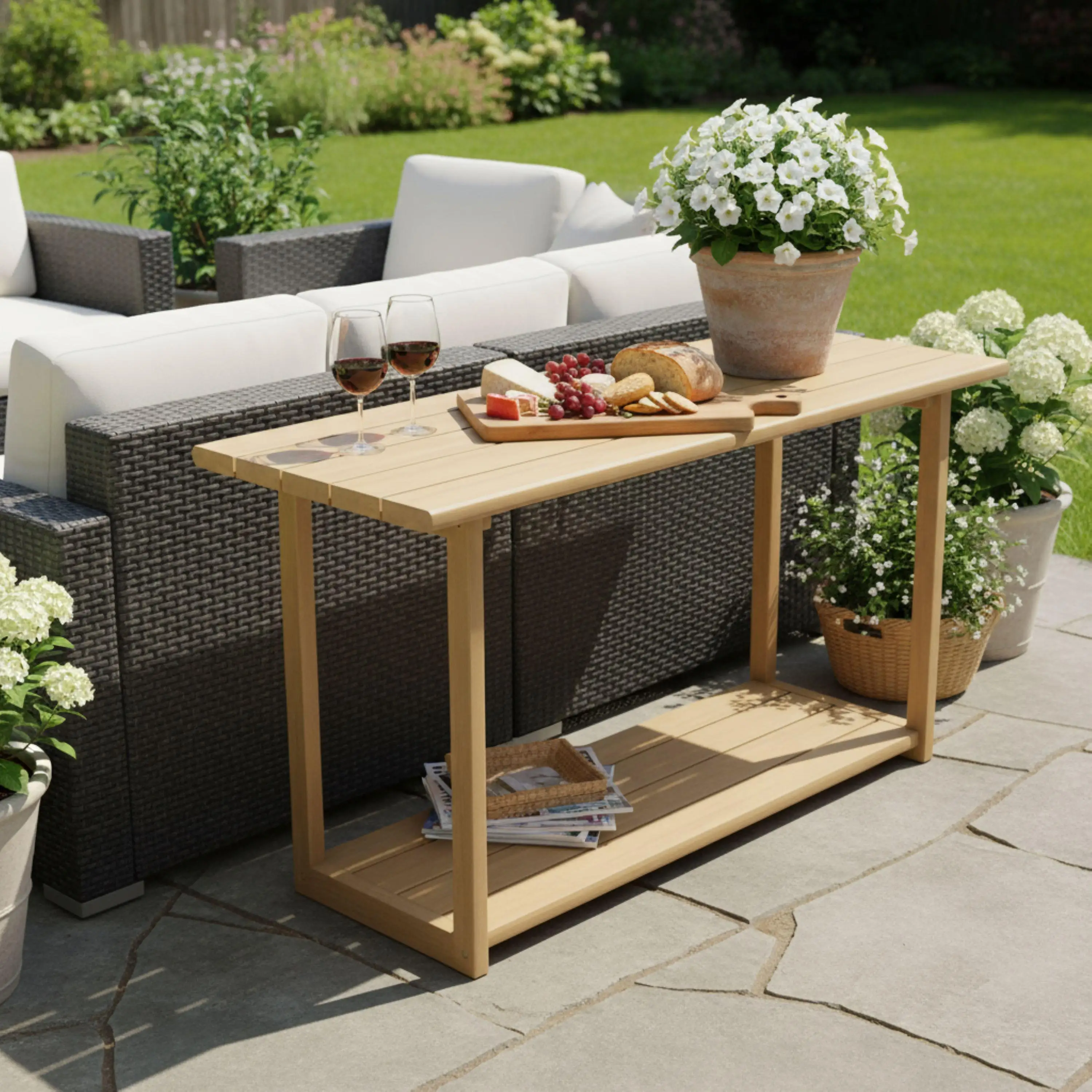 Woodside Acacia Wood Outdoor Buffet Table 300lb Capacity 59.8x19.3x30.4in Light Teak
Woodside Acacia Wood Outdoor Buffet Table 300lb Capacity 59.8x19.3x30.4in Light Teak
