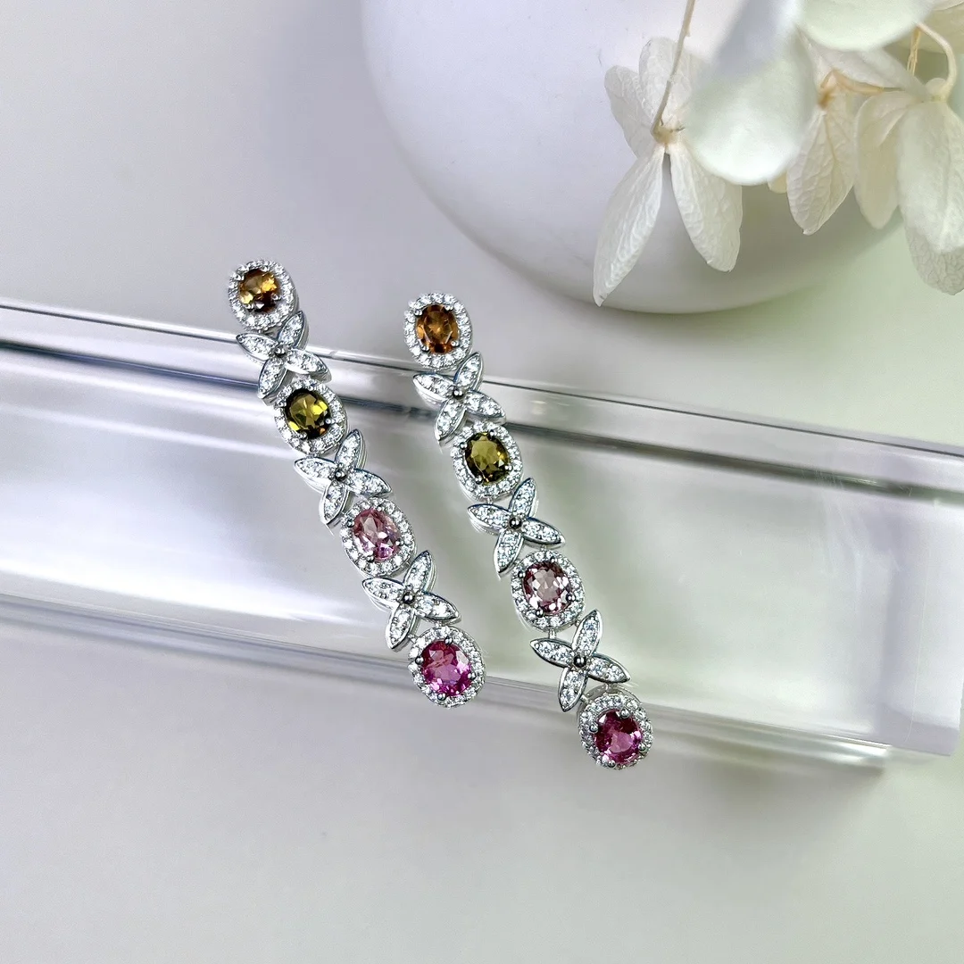 HT25 Fine Jewelry Solid 925 Sterling Silver 2.39ct Natural Tourmaline Gemstones Earrings for Women Fine Presents
HT25 Fine Jewelry Solid 925 Sterling Silver 2.39ct Natural Tourmaline Gemstones Earrings for Women Fine Presents