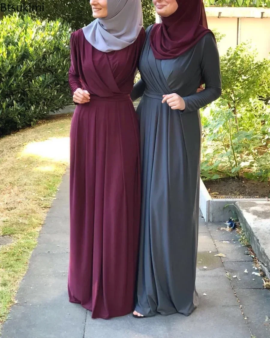 Elegant Pleated Dress for Women Muslim Fashion Abayas New V-neck Solid Lace-up High Waist A-Line Maxi Dress Robe De Soiree Luxe
Elegant Pleated Dress for Women Muslim Fashion Abayas New V-neck Solid Lace-up High Waist A-Line Maxi Dress Robe De Soiree Luxe