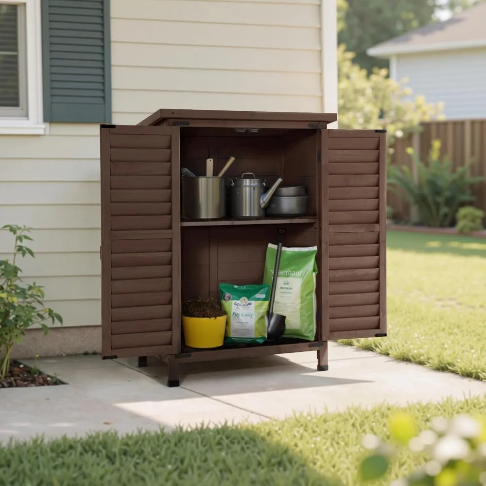Outdoor Storage Cabinet, Small Storage Shed with Removable Shelf, Wood Garden Shed with 2 Doors, Customized
Outdoor Storage Cabinet, Small Storage Shed with Removable Shelf, Wood Garden Shed with 2 Doors, Customized