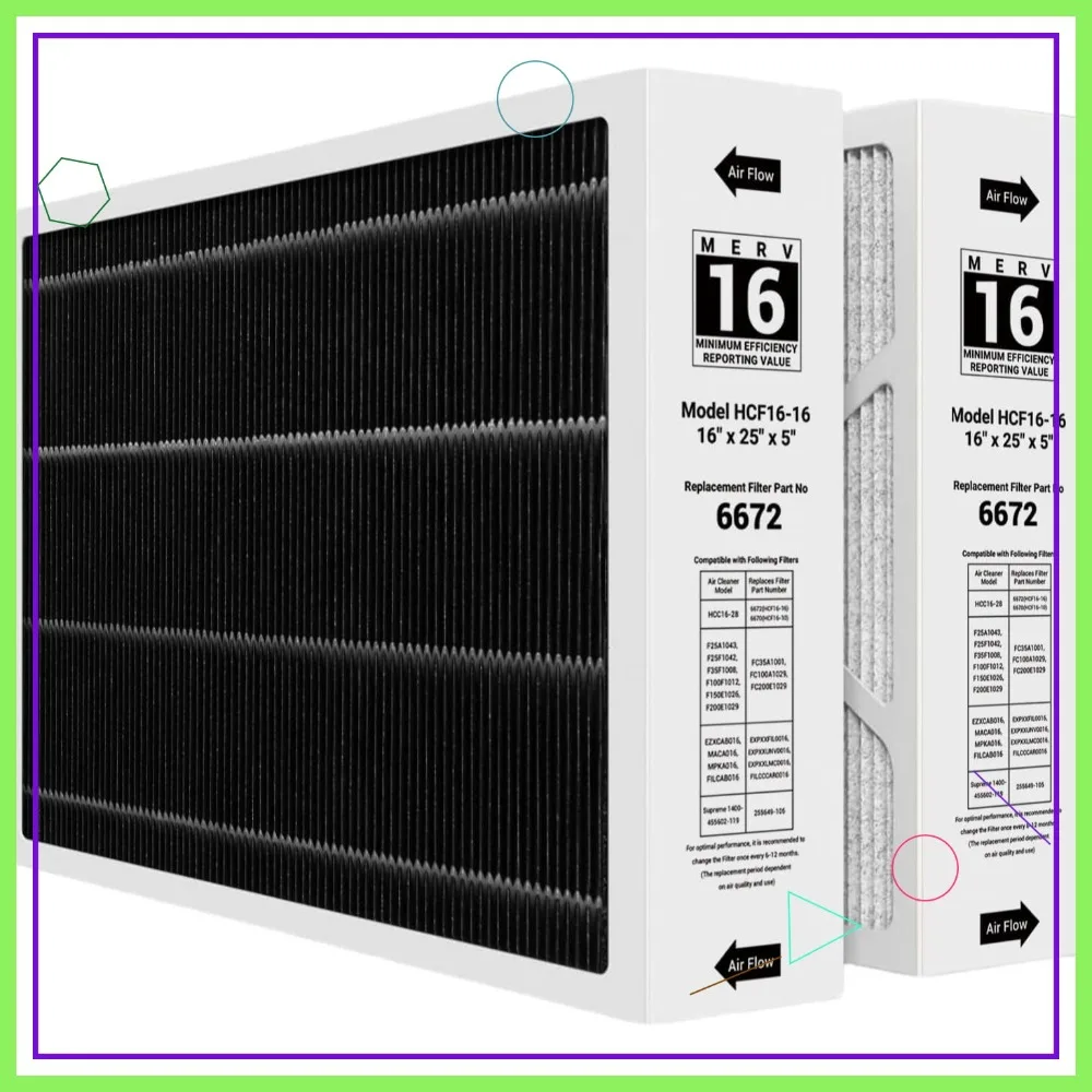 MERV 16 16x25x5 Furnace Filter 2 Pack, 98% Particle Capture, 0.3 Micron
MERV 16 16x25x5 Furnace Filter 2 Pack, 98% Particle Capture, 0.3 Micron