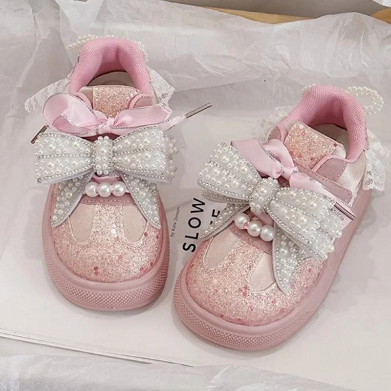 Spring Princess Sport Shoes For Girls Korean Style Luxury Sequins Pearl Birthday Girl's Sneakers Anti-slippery Running Footwear
Spring Princess Sport Shoes For Girls Korean Style Luxury Sequins Pearl Birthday Girl's Sneakers Anti-slippery Running Footwear
