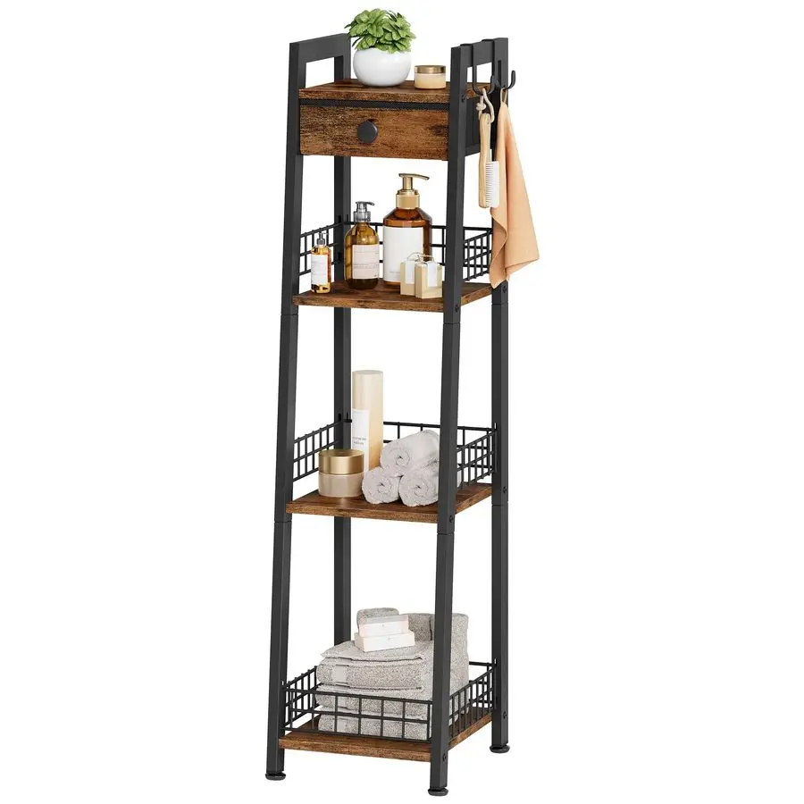 Narrow Bathroom Table Ladder Shelf with Drawer, Bathroom Stand Floor Storage Shelf, Freestanding Tower Shelf Ladder Rustic Brown
Narrow Bathroom Table Ladder Shelf with Drawer, Bathroom Stand Floor Storage Shelf, Freestanding Tower Shelf Ladder Rustic Brown