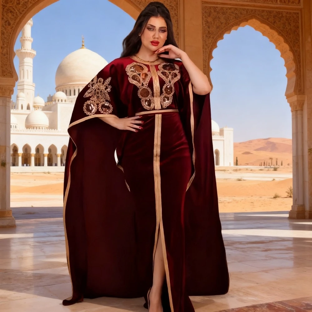 Элегантное женское бархатное вечернее платье Абая с вышивкой, вечерние длинные платья с рукавами «летучая мышь», Рамадан Абая, кафтан, осень
Элегантное женское бархатное вечернее платье Абая с вышивкой, вечерние длинные платья с рукавами «летучая мышь», Рамадан Абая, кафтан, осень