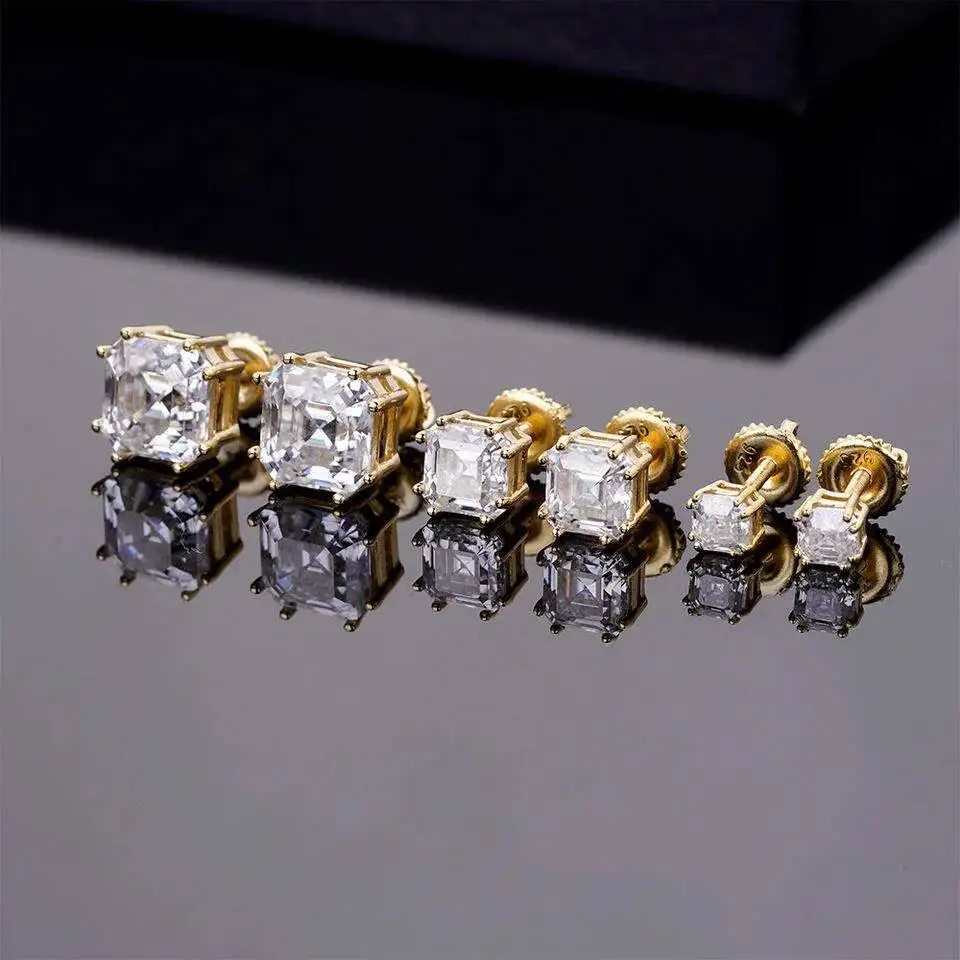 Solitaire Earrings Wholesale 925 Sterling Silver Asscher Cut VVS Moissanite Hip Hop Style Rhodium Rose Gold Plated Stud Earrings
Solitaire Earrings Wholesale 925 Sterling Silver Asscher Cut VVS Moissanite Hip Hop Style Rhodium Rose Gold Plated Stud Earrings